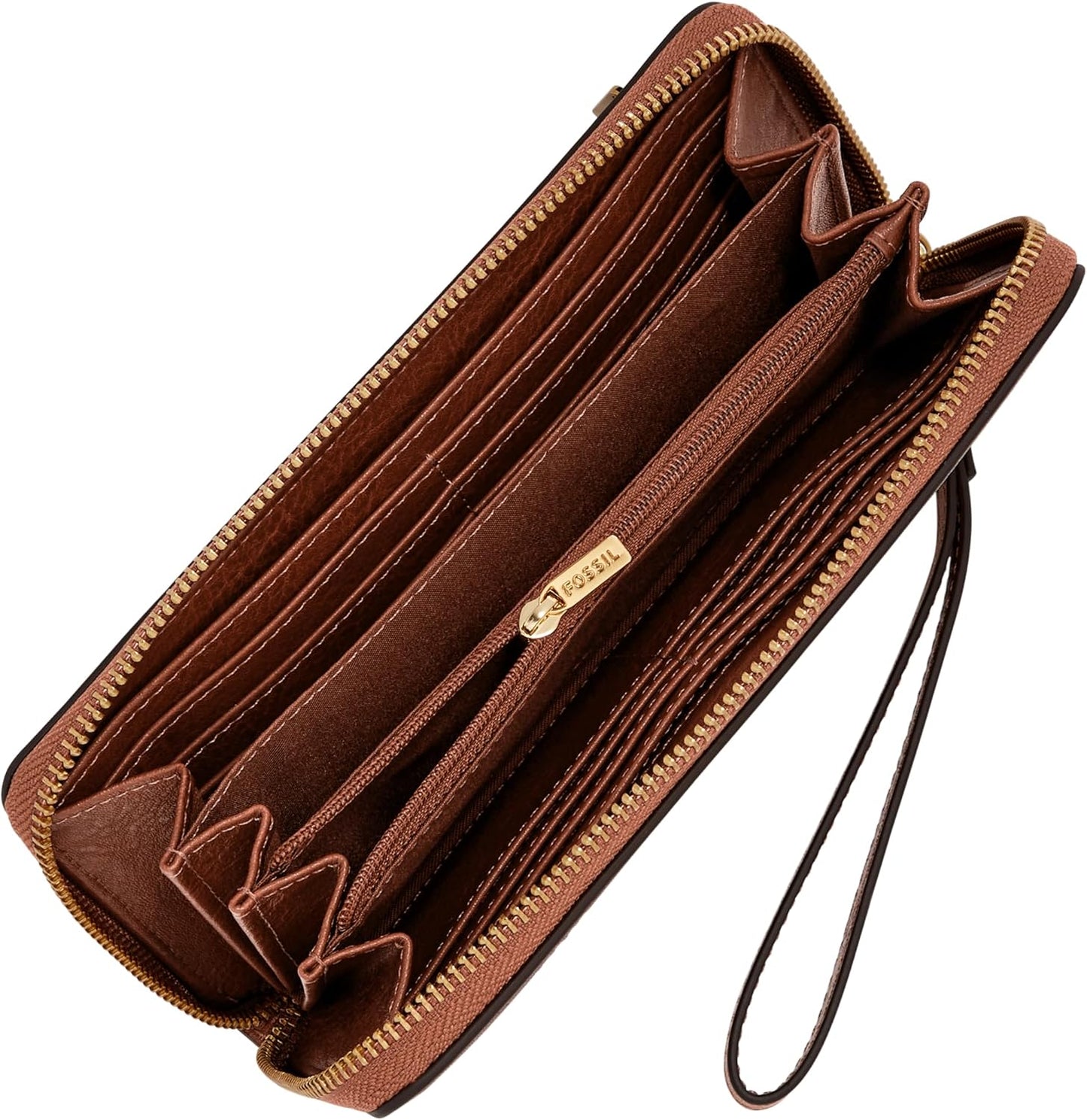 Fossil Logan RFID - Cartera de piel con cierre de cremallera para m...