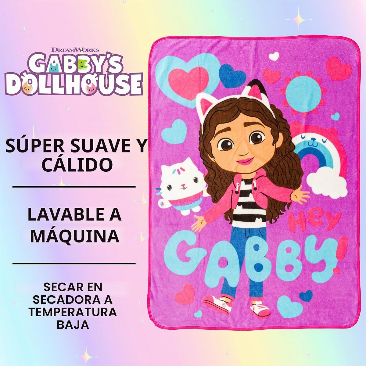 Silver Buffalo Gabby's Dollhouse Cupcake, Hearts and Rainbows H...