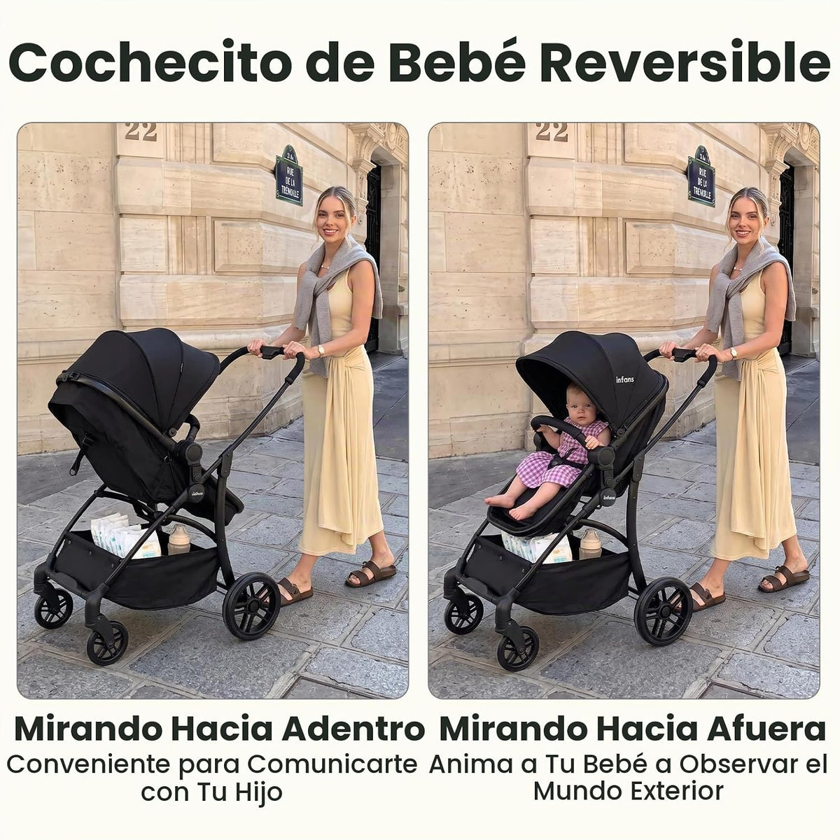 INFANS Cochecito de bebé 2 en 1, cochecito convertible con moisés,...