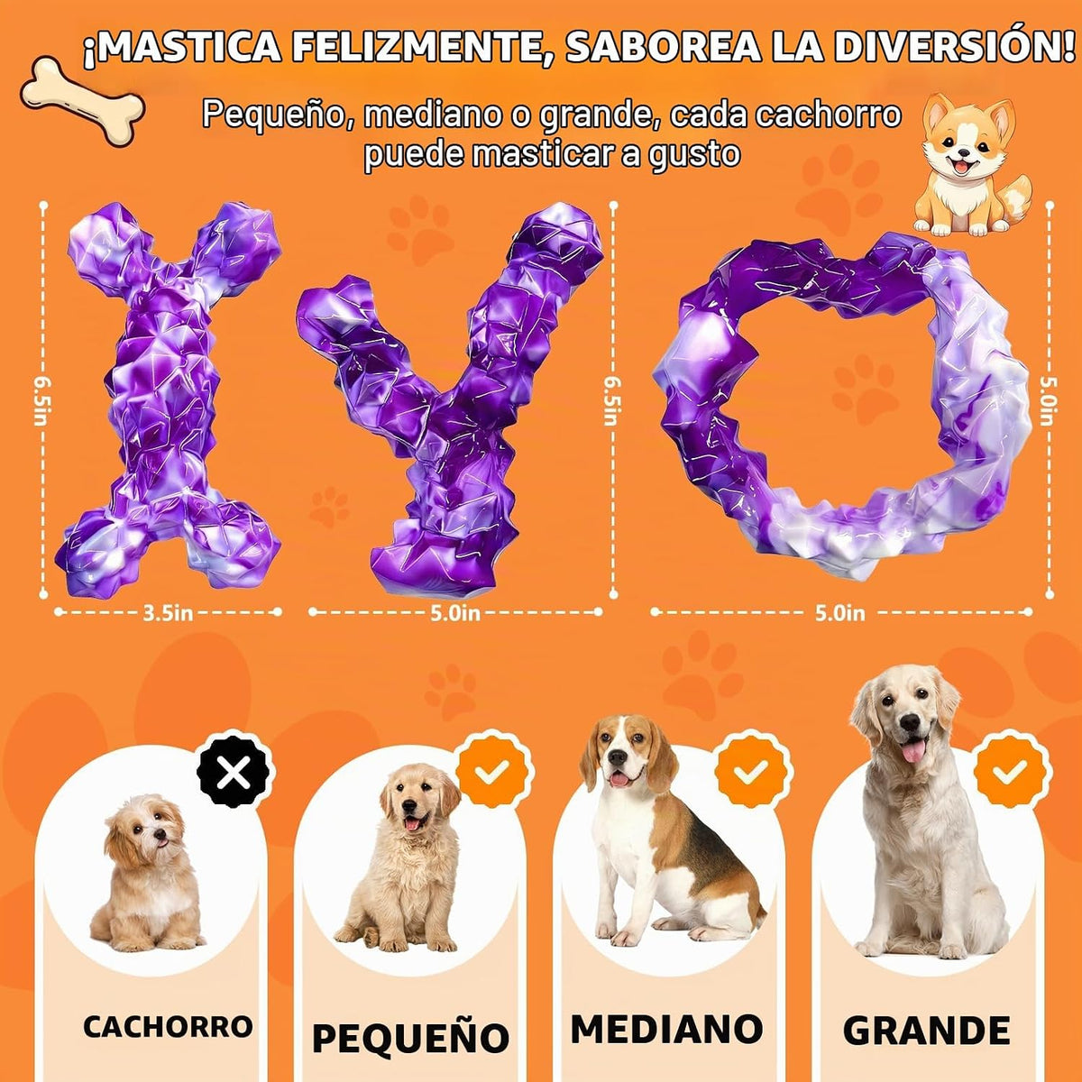 WOWBALA Paquete de 3 juguetes masticables para perros masticadores...