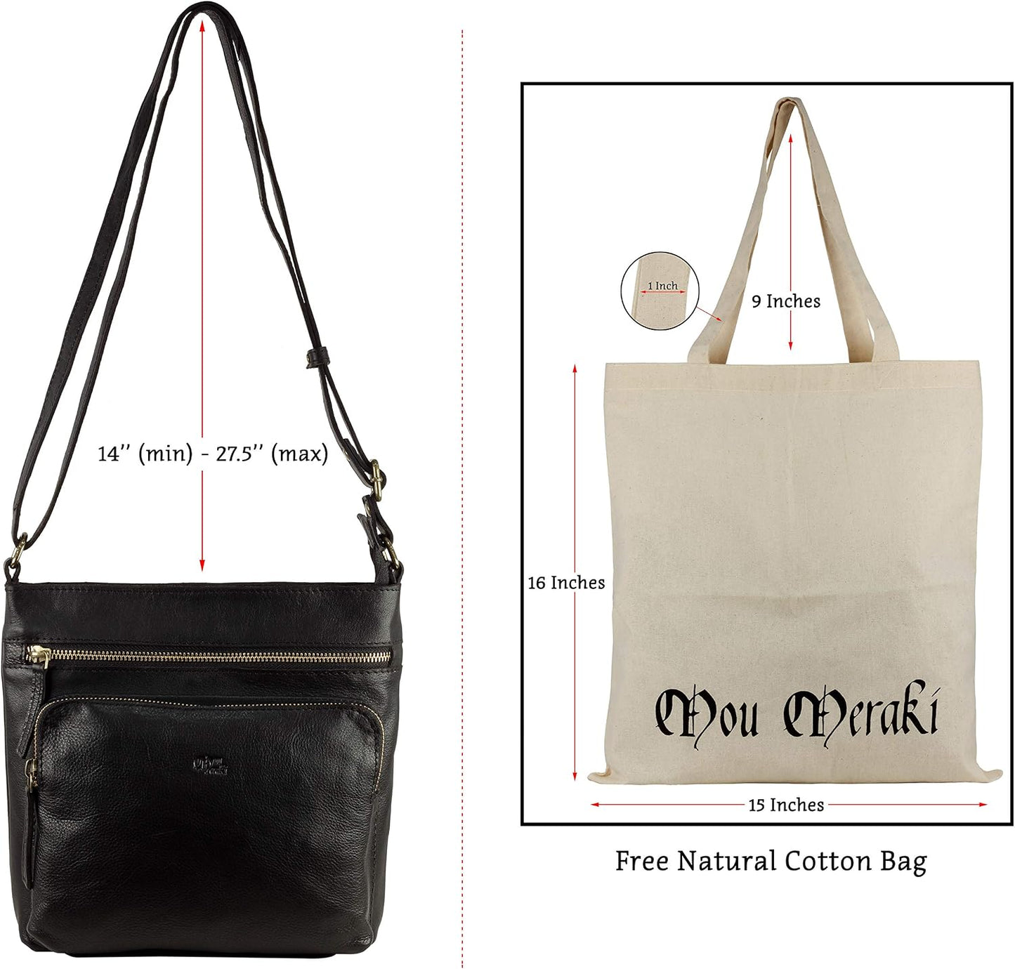 Mou Meraki Bolso cruzado de cuero genuino y bolsos - Bolso cruzado...