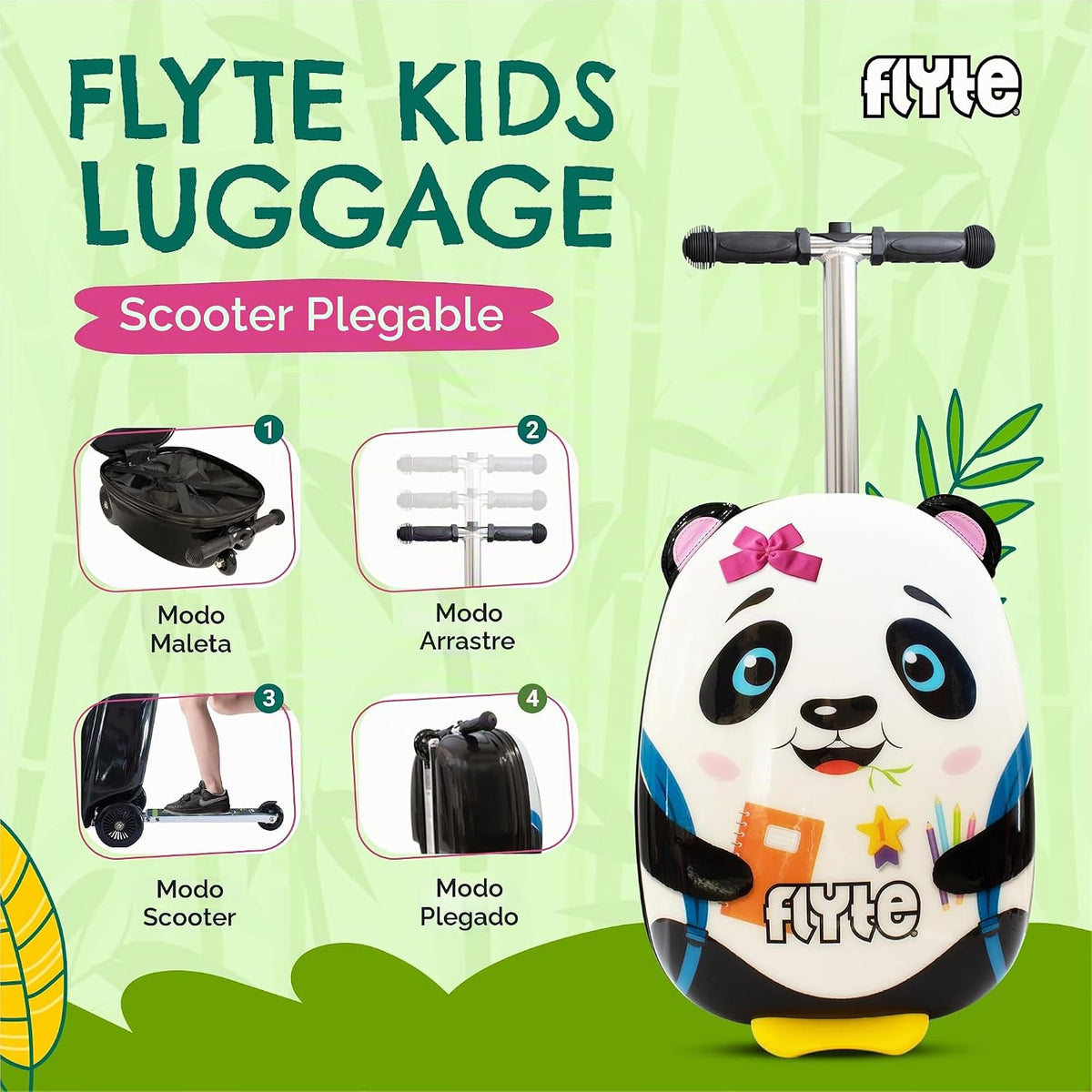 Maleta de patinete Flyte - 2 en 1, maleta de 18 pulgadas para niños...