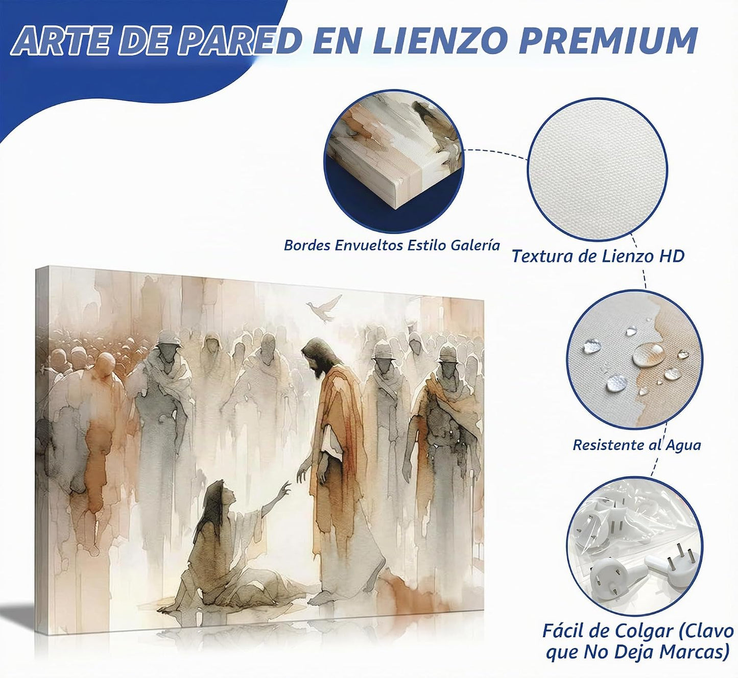 GGF Jesús Cura a la Mujer Arte de Pared en Lienzo Mujer Toca el Bor...