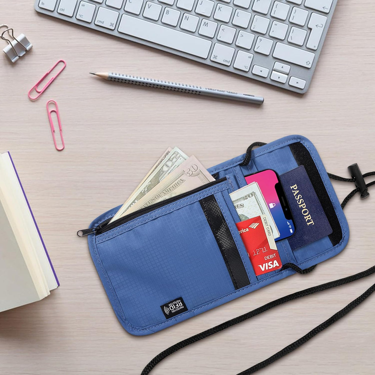 Likesing Cartera de viaje con cuello de viaje de 5.5 pulgadas de la...