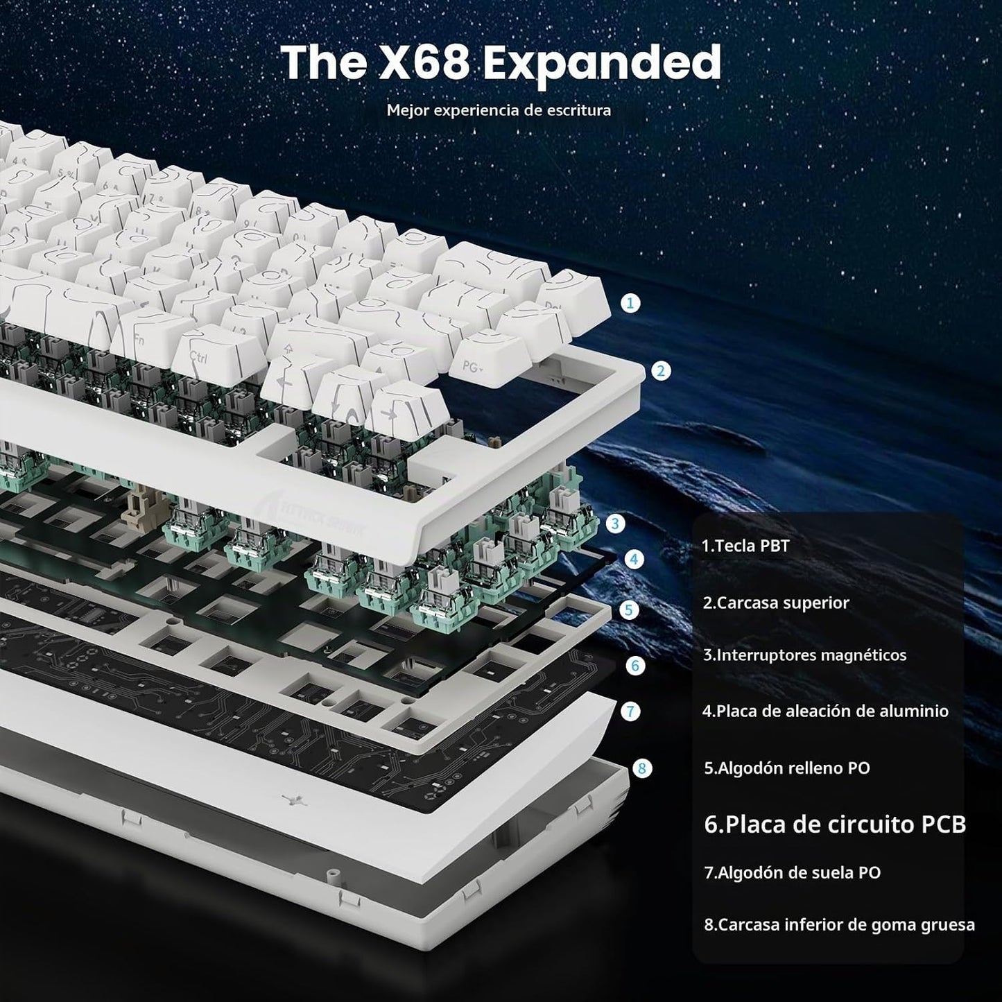 Teclado de Juego ATTACK SHARK X68 HE con Frecuencia de Muestreo de...