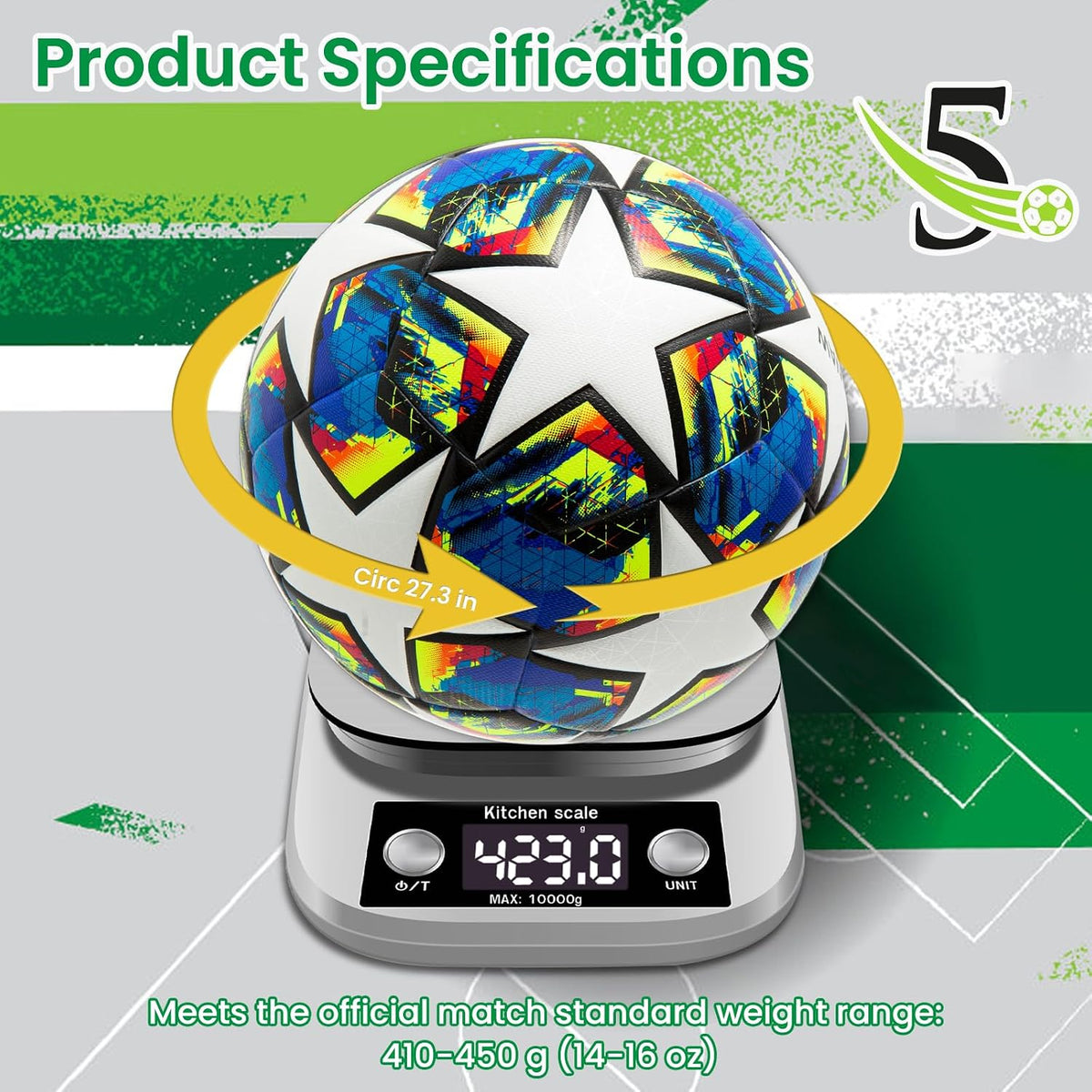 Balón de fútbol ZWAW tamaño 5, de cuero PU impermeable, balón ofici...