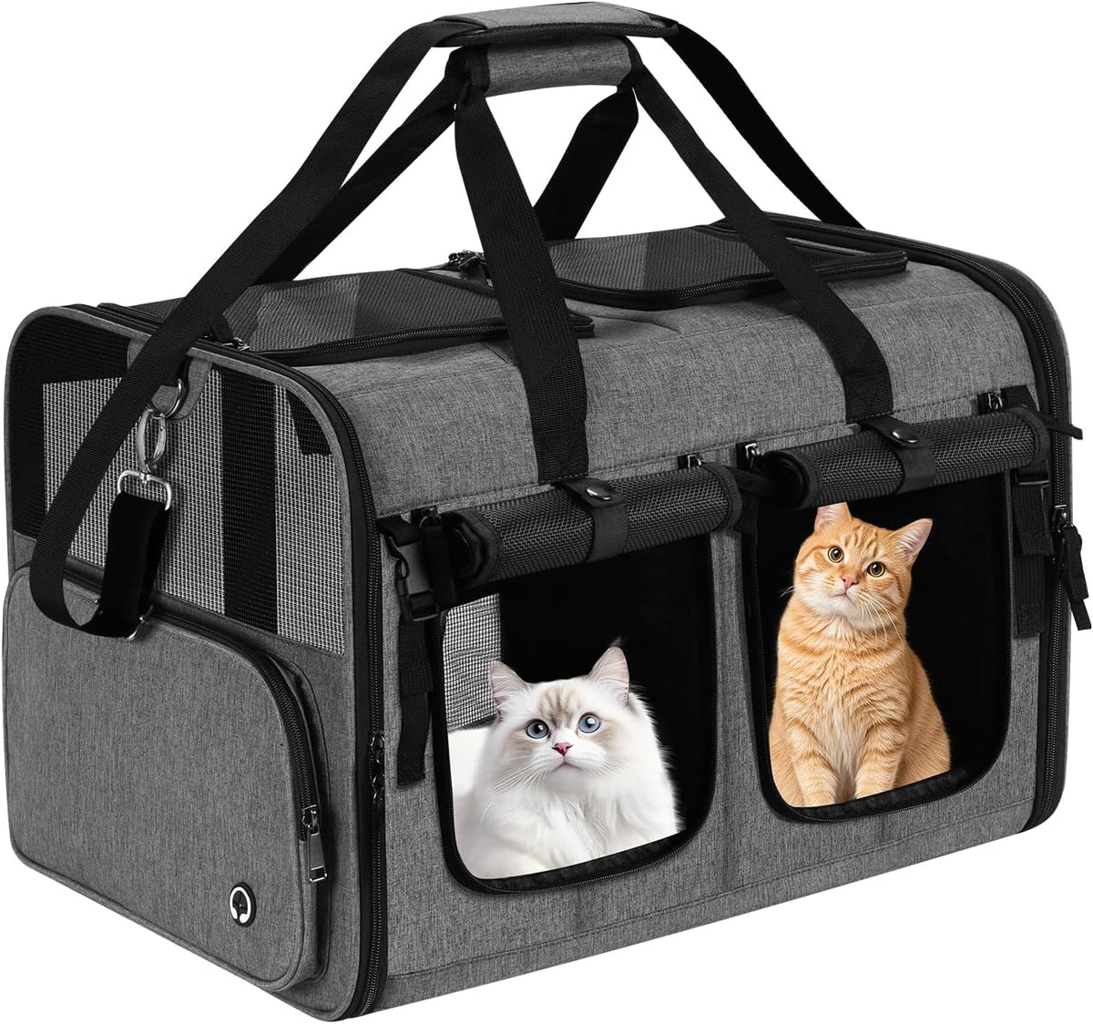 Groxkox Transportador de gatos para 2 gatos, plegable doble para ga...
