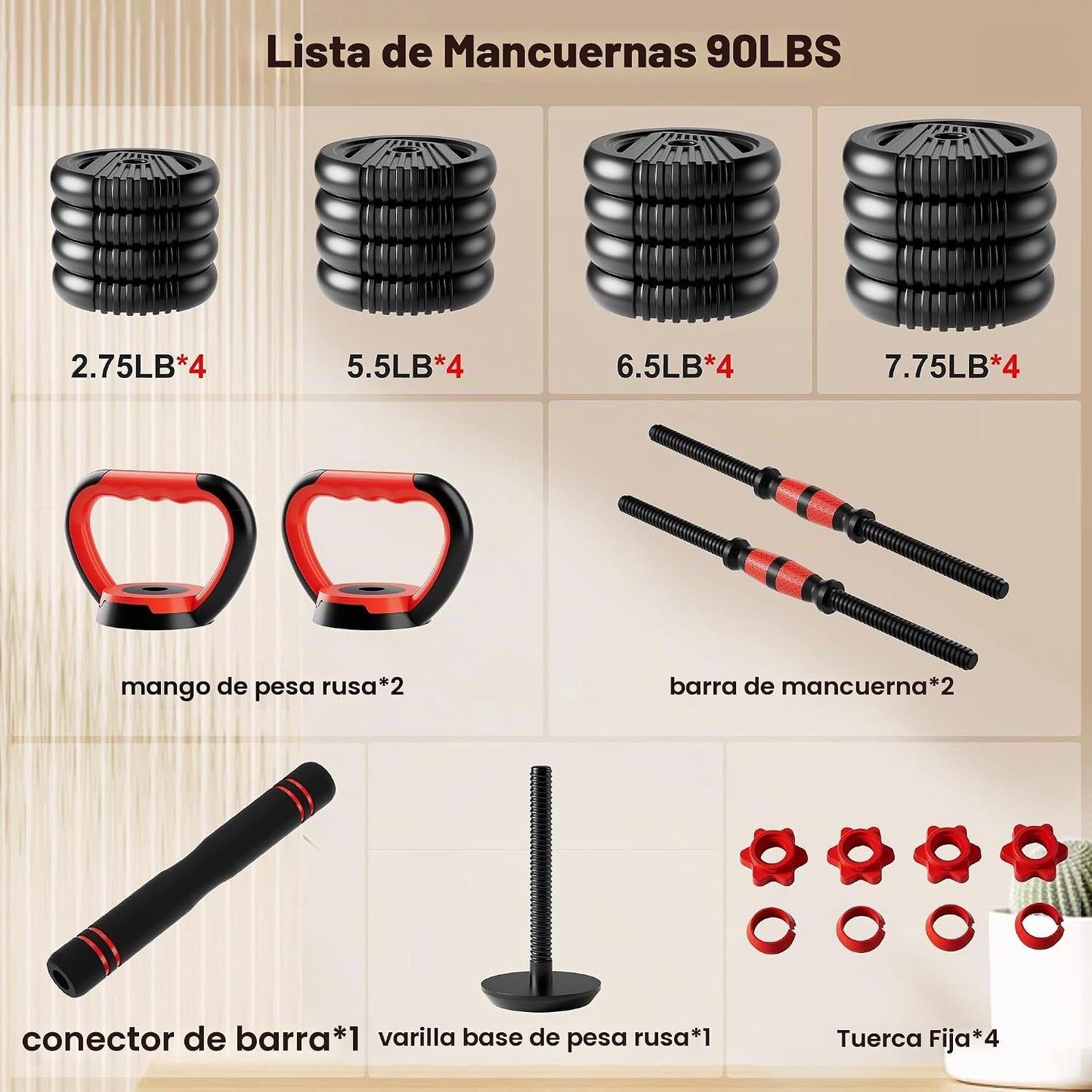 SCEPKN Juego de mancuernas ajustables, juego de pesas libres de 10\...