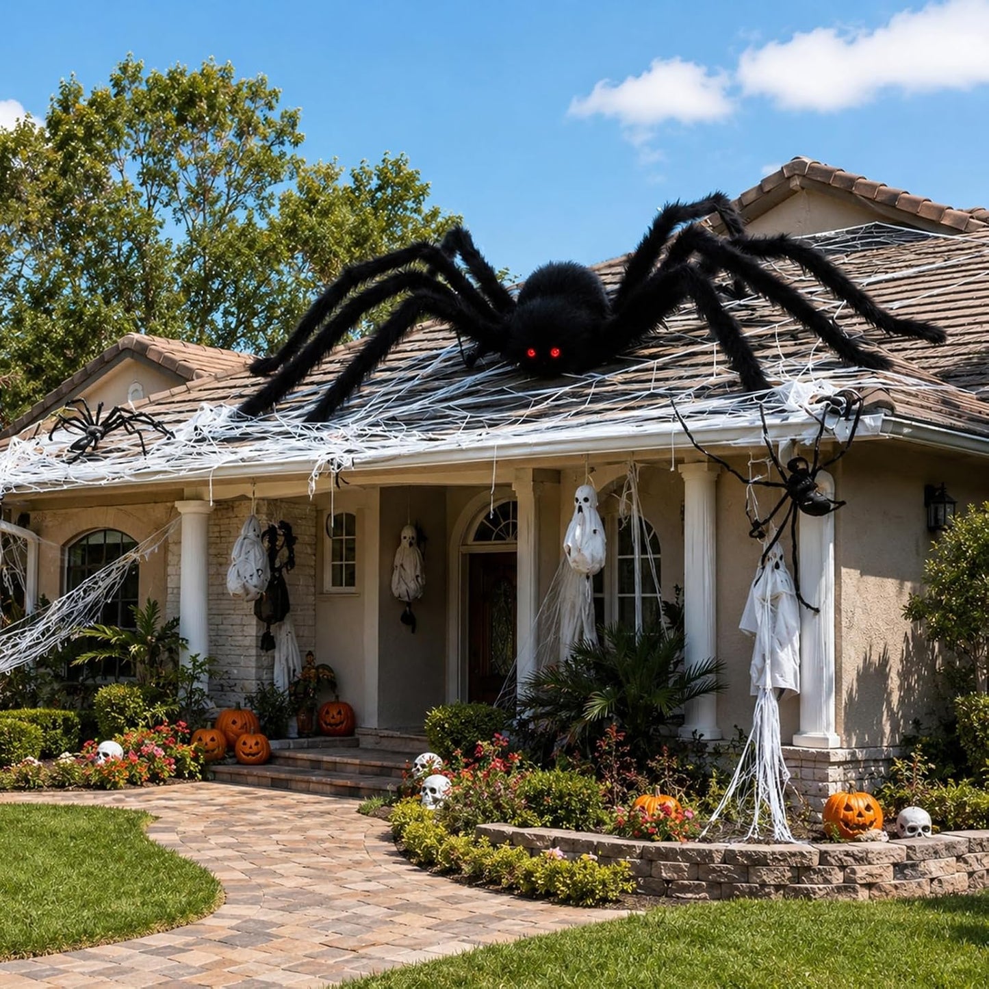Araña gigante de 15 pies para decoración de Halloween al aire libre...