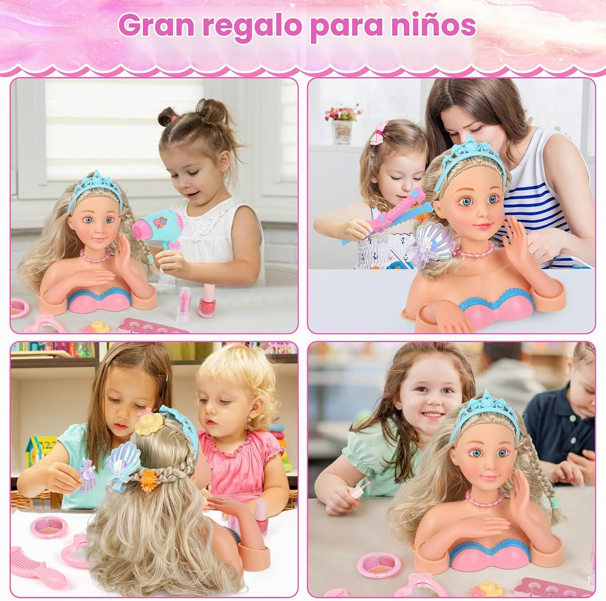 Kit de Maquillaje y Peinado para Muñeca, Juguetes de Peluquería de...