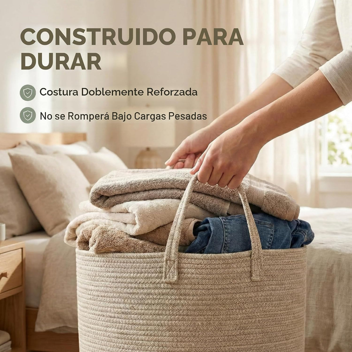 JMvicyroam Cesta Tejida para Mantas, Contenedor Grande de Almacenam...