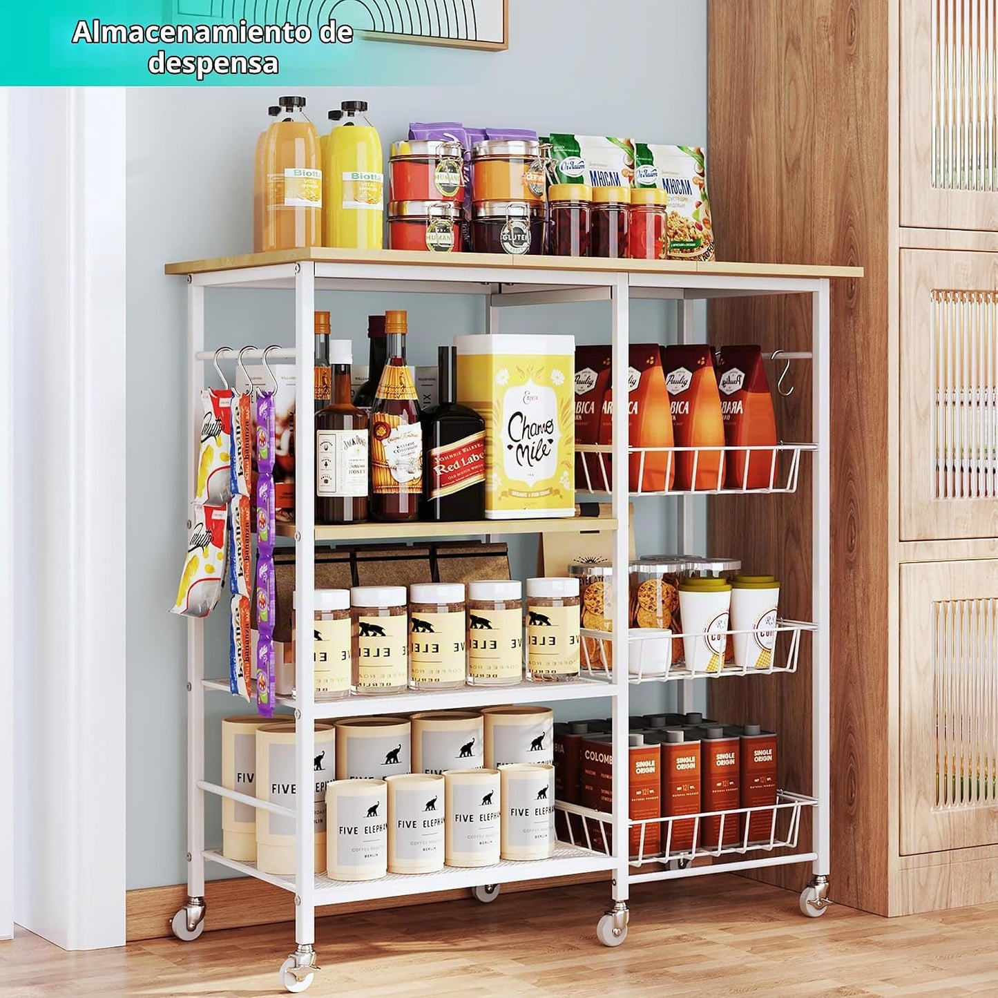 HapiRm Carrito de cocina con ruedas para microondas, soporte de mes...