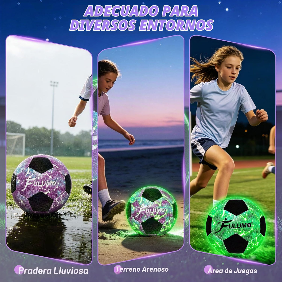 FULUMO Balón de fútbol que brilla en la oscuridad tamaño 5\/4 con b...