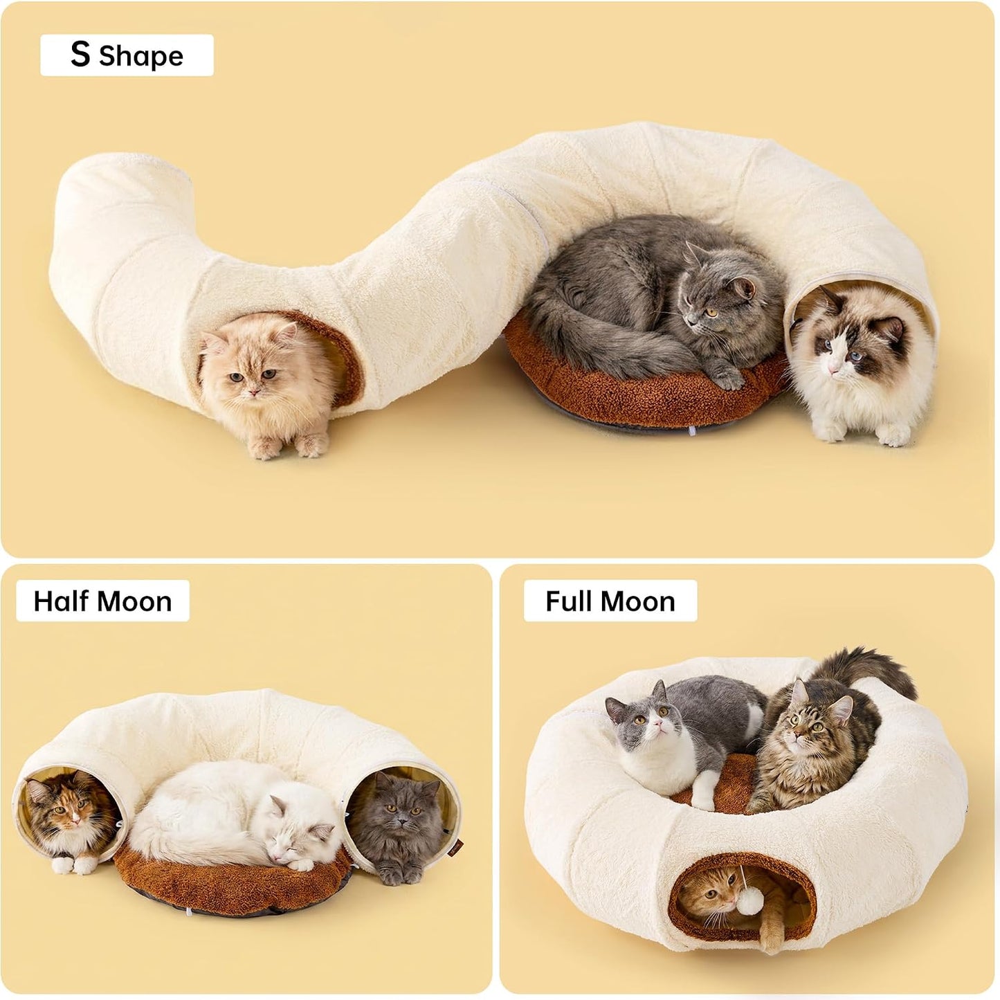 ZOMISIA Cama de túnel grande para gatos, bonita cama en forma de do...