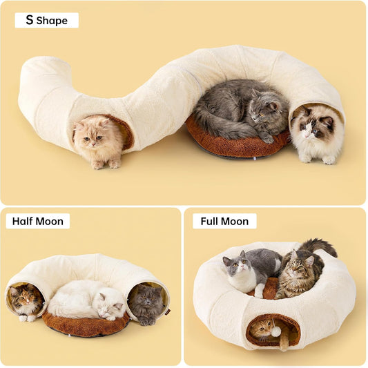 ZOMISIA Cama de túnel grande para gatos, bonita cama en forma de do...