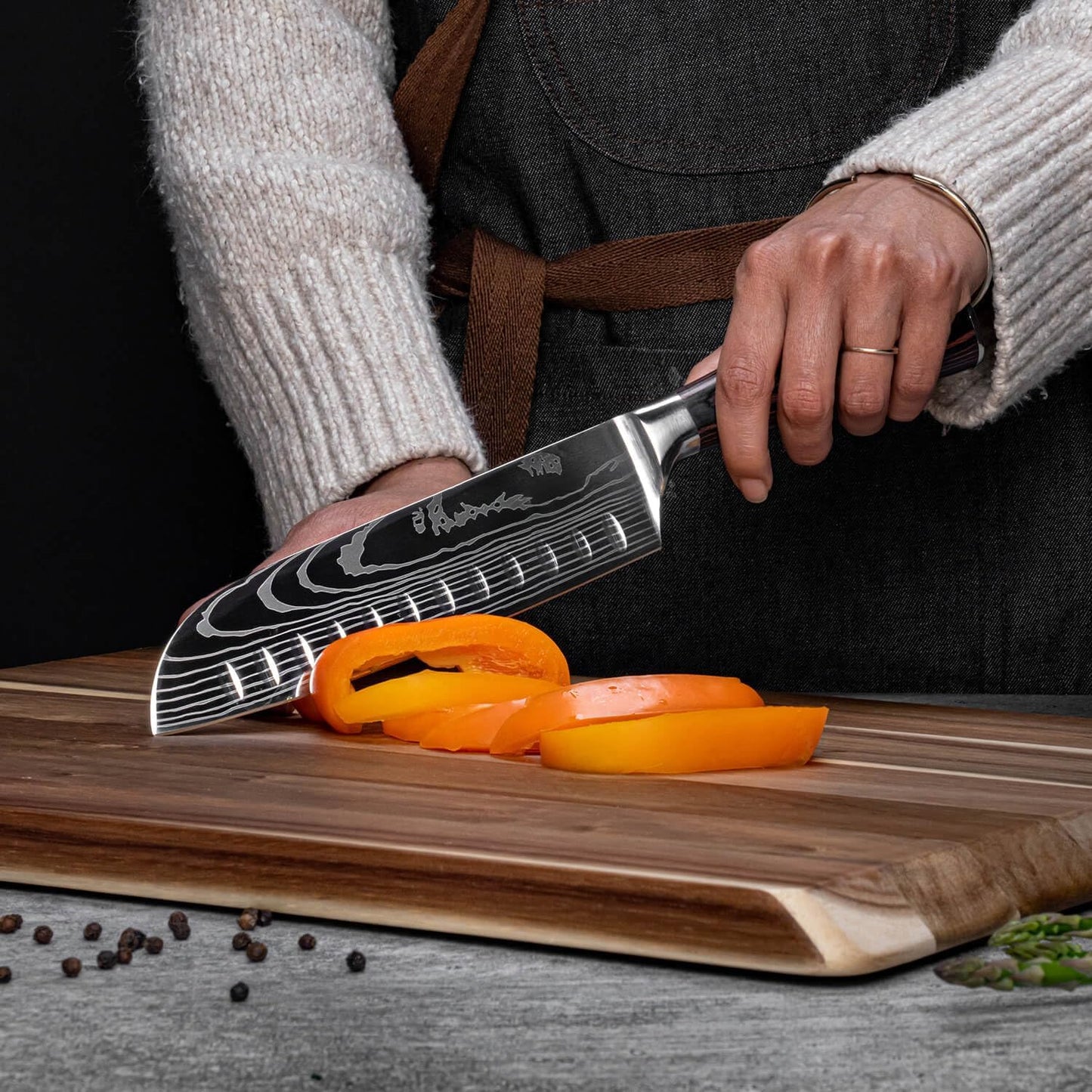 SENKEN - Juego de 8 cuchillos de cocina japoneses de primera calida...