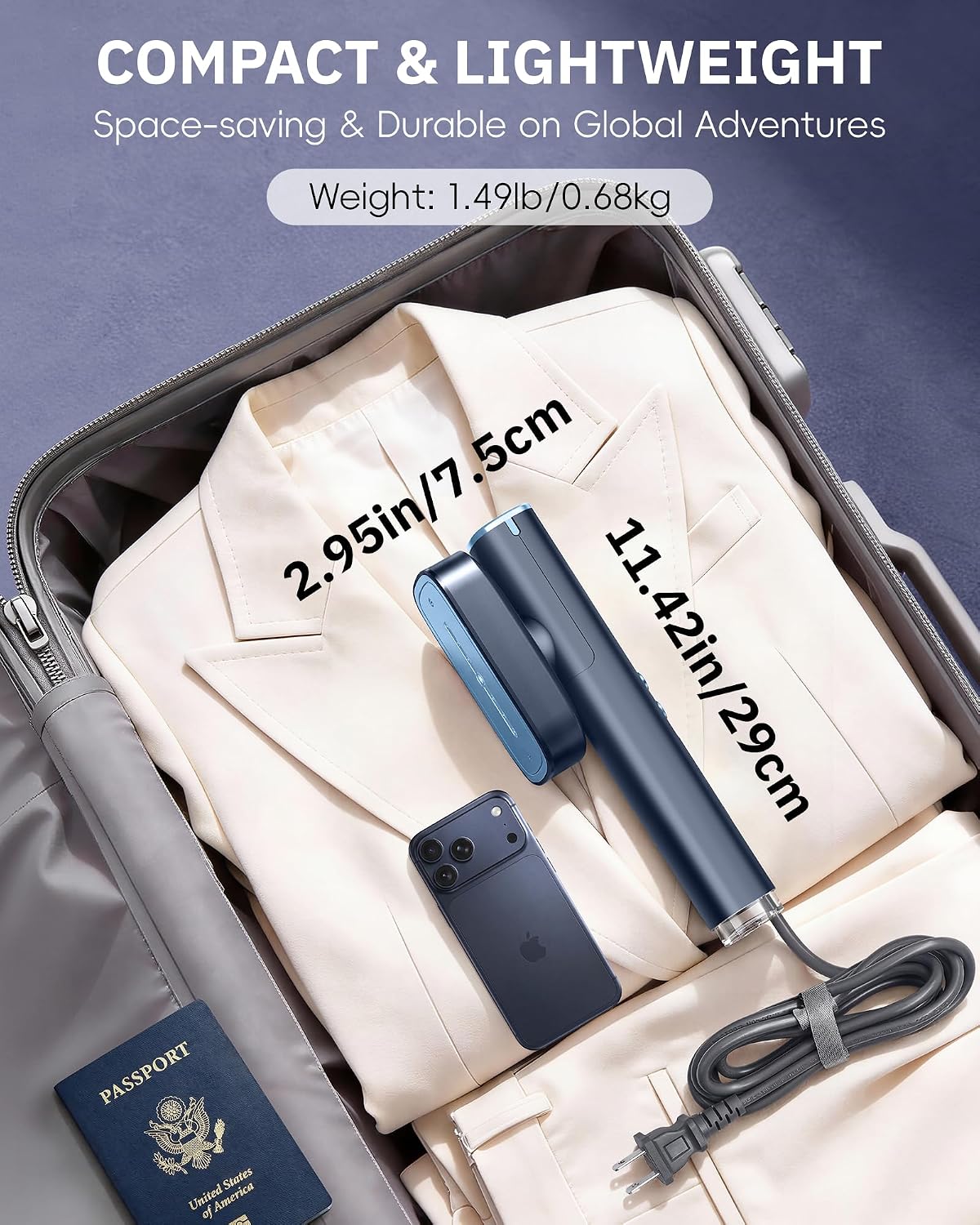 OGHom Vaporizador para ropa, vaporizador de viaje de 110 a 240 V y...
