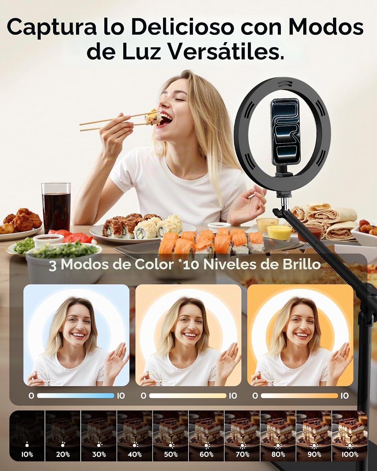 LUXSURE Anillo de luz con soporte magnético para teléfono, soporte...