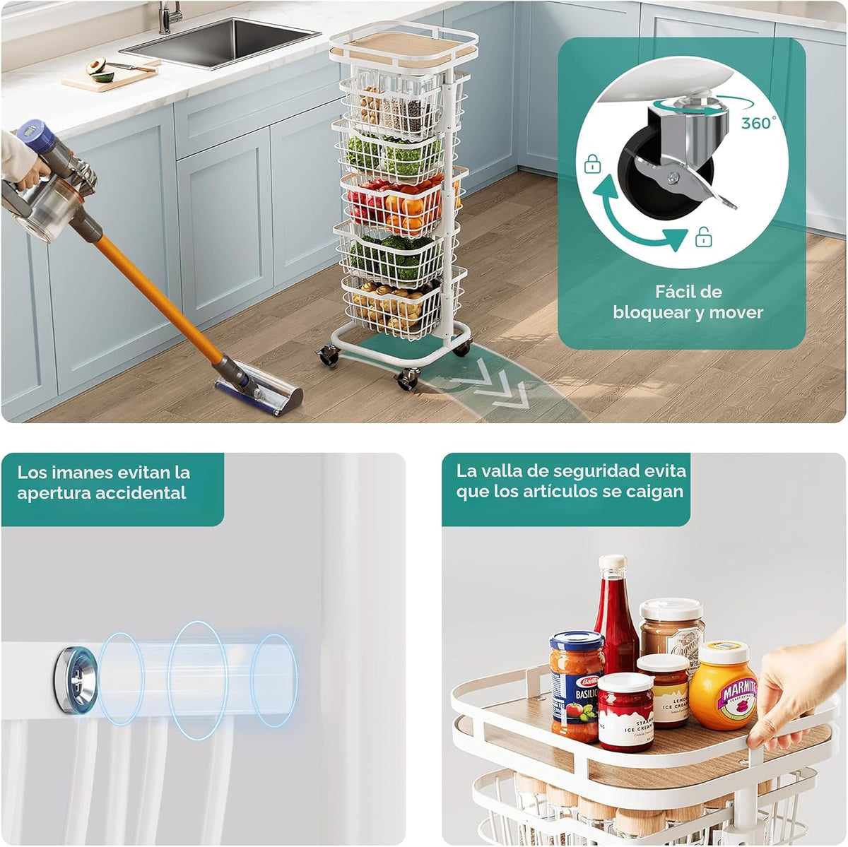 Ocyfym Carrito de Almacenamiento de Cocina de 5 Niveles para Frutas...