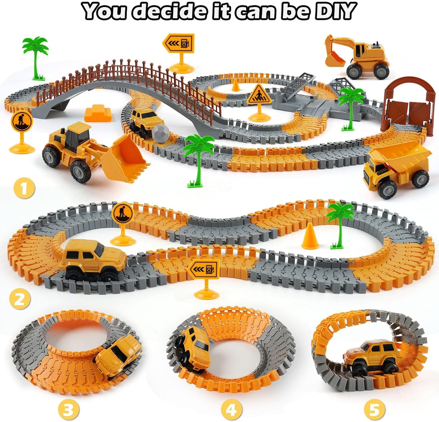 TGJH Juego de Pista de Carreras de Construcción para Niños - Juguet...