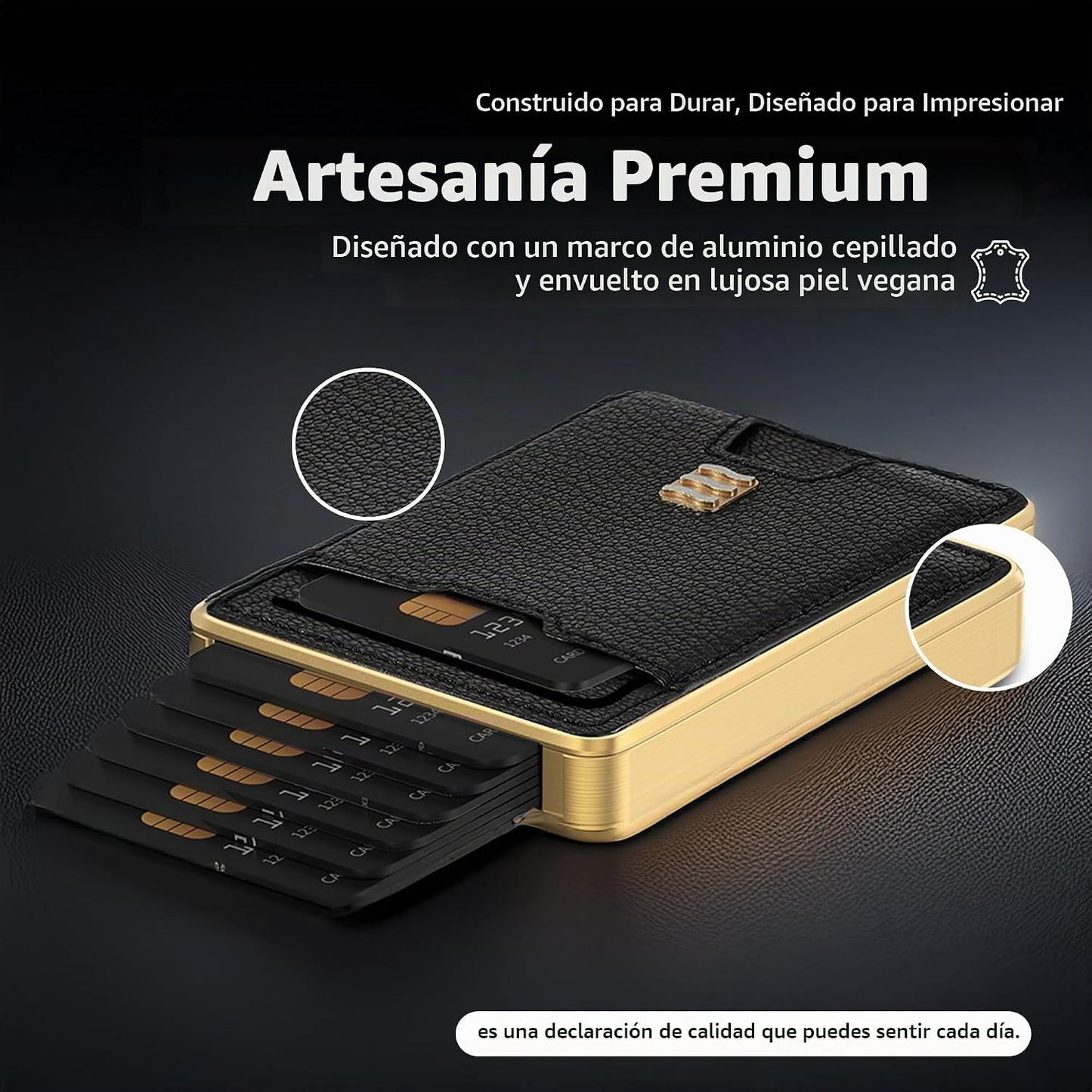 VENICE MIAMI Cartera con bloqueo RFID, tarjetero minimalista con ac...
