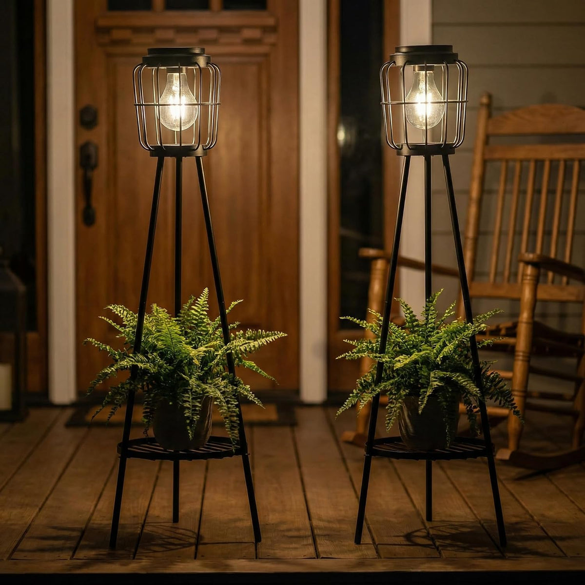 VISFLAIR Paquete de 2 lámparas solares con soporte para plantas, lá...