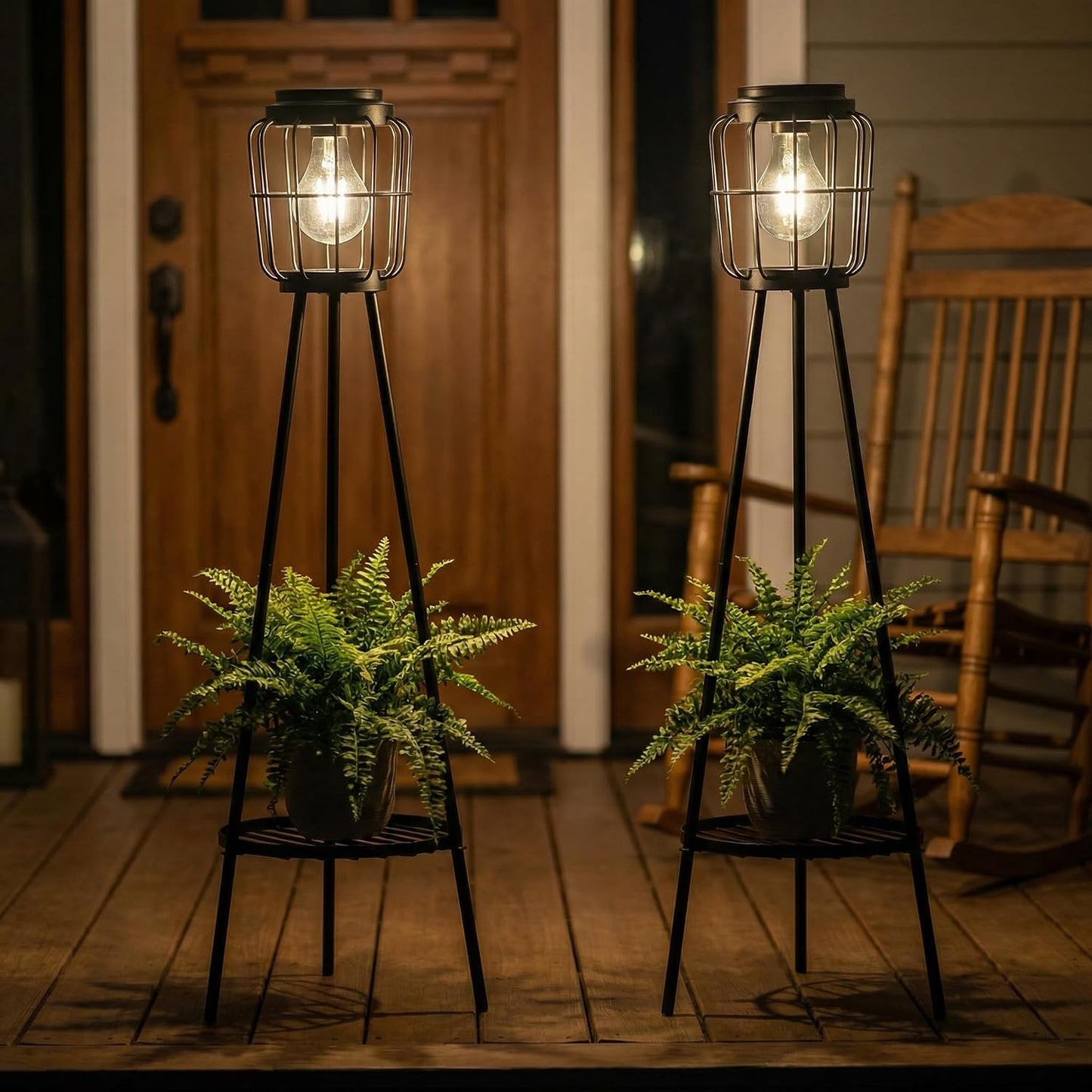 VISFLAIR Luces solares con soporte para plantas, lámpara de pie par...