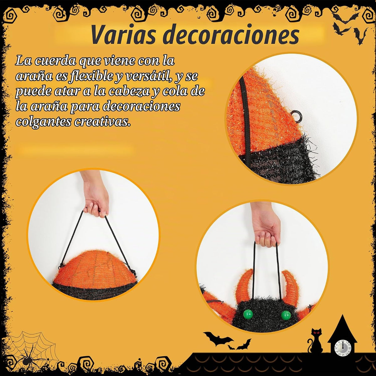 1 unidad: araña gigante de 4.6 pies, decoración de Halloween para e...
