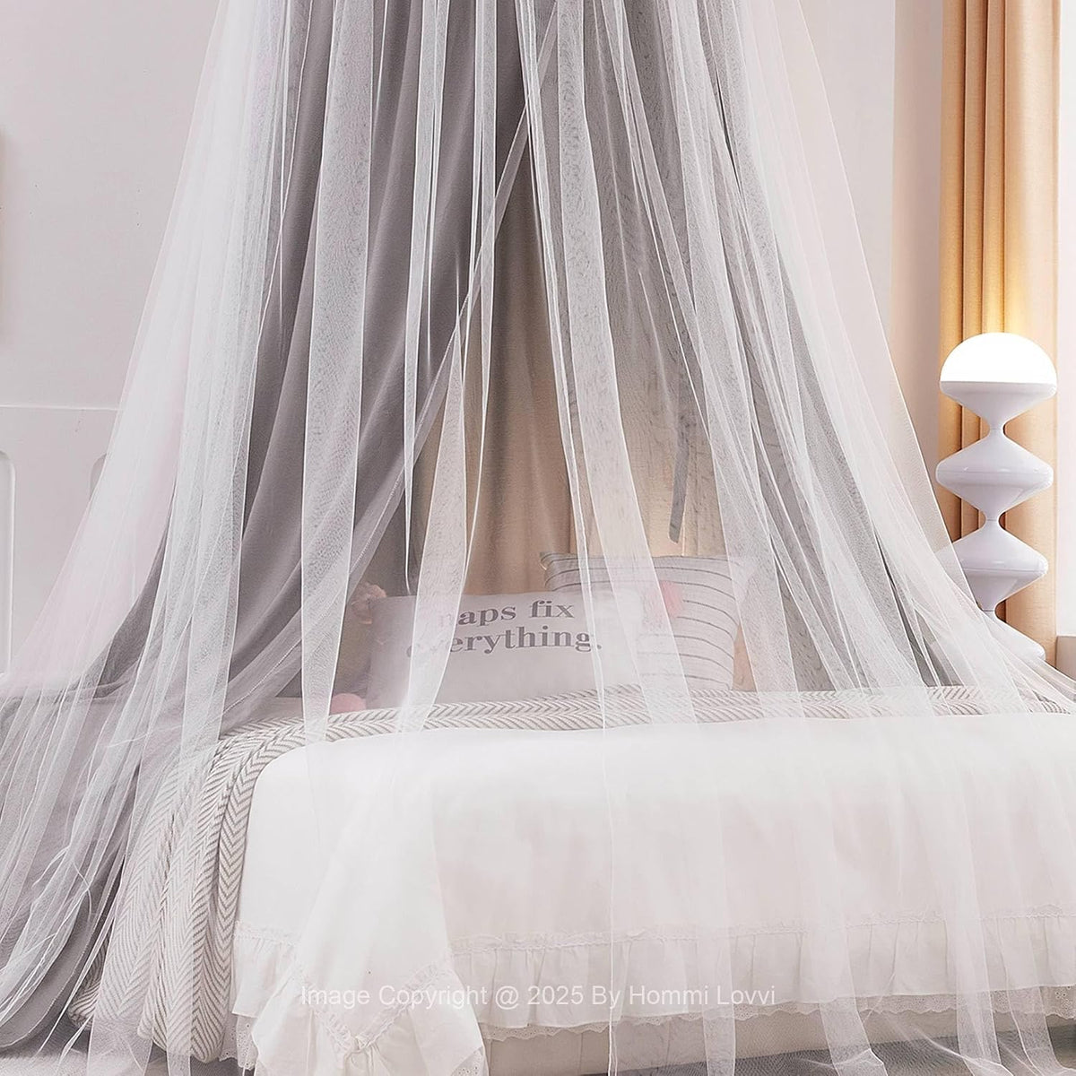 Hommi Lovvi Toldo de cama de doble capa con luces de estrella, 3 pi...