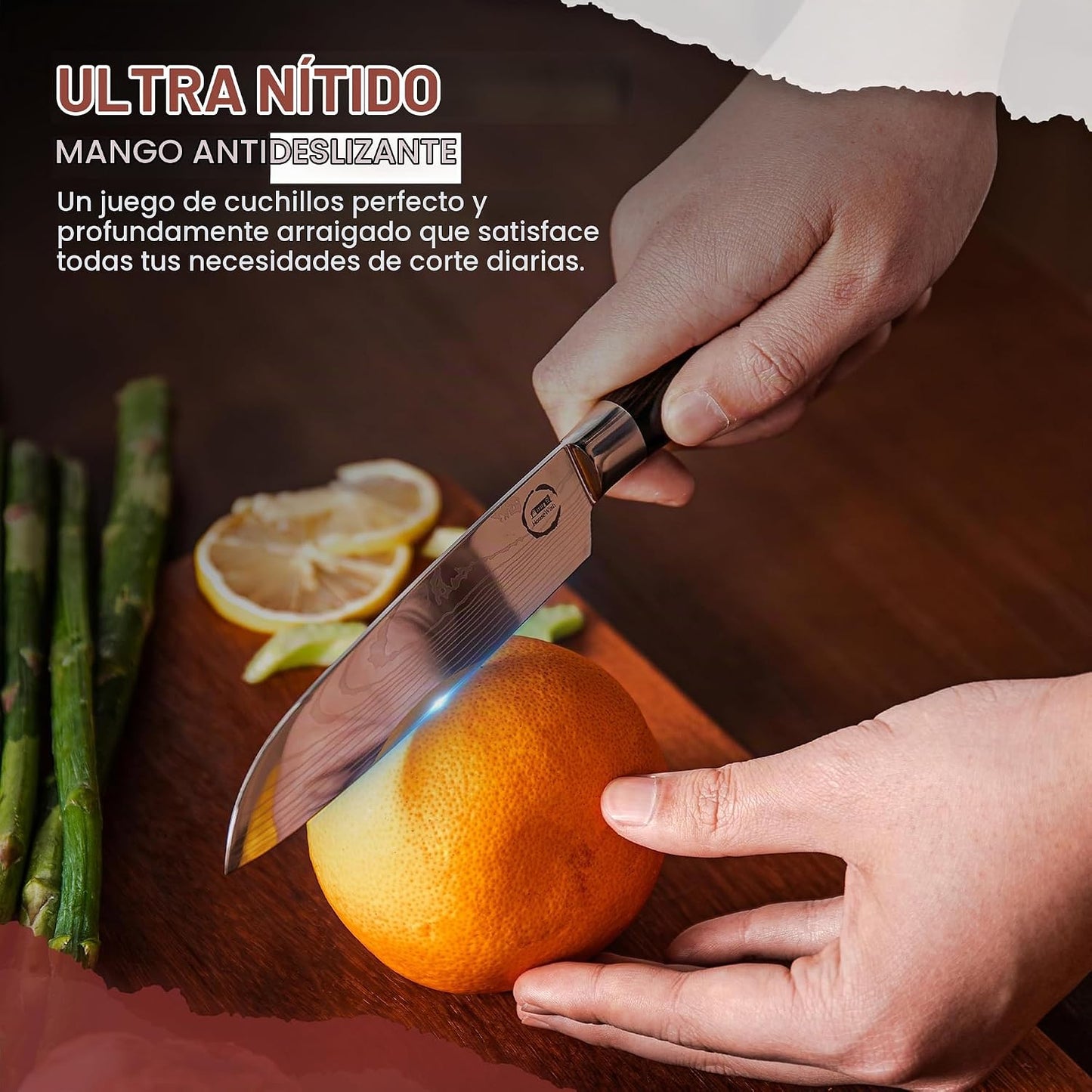 HouseWish 8 piezas de cuchillos de chef - Cuchillos de acero inoxid...