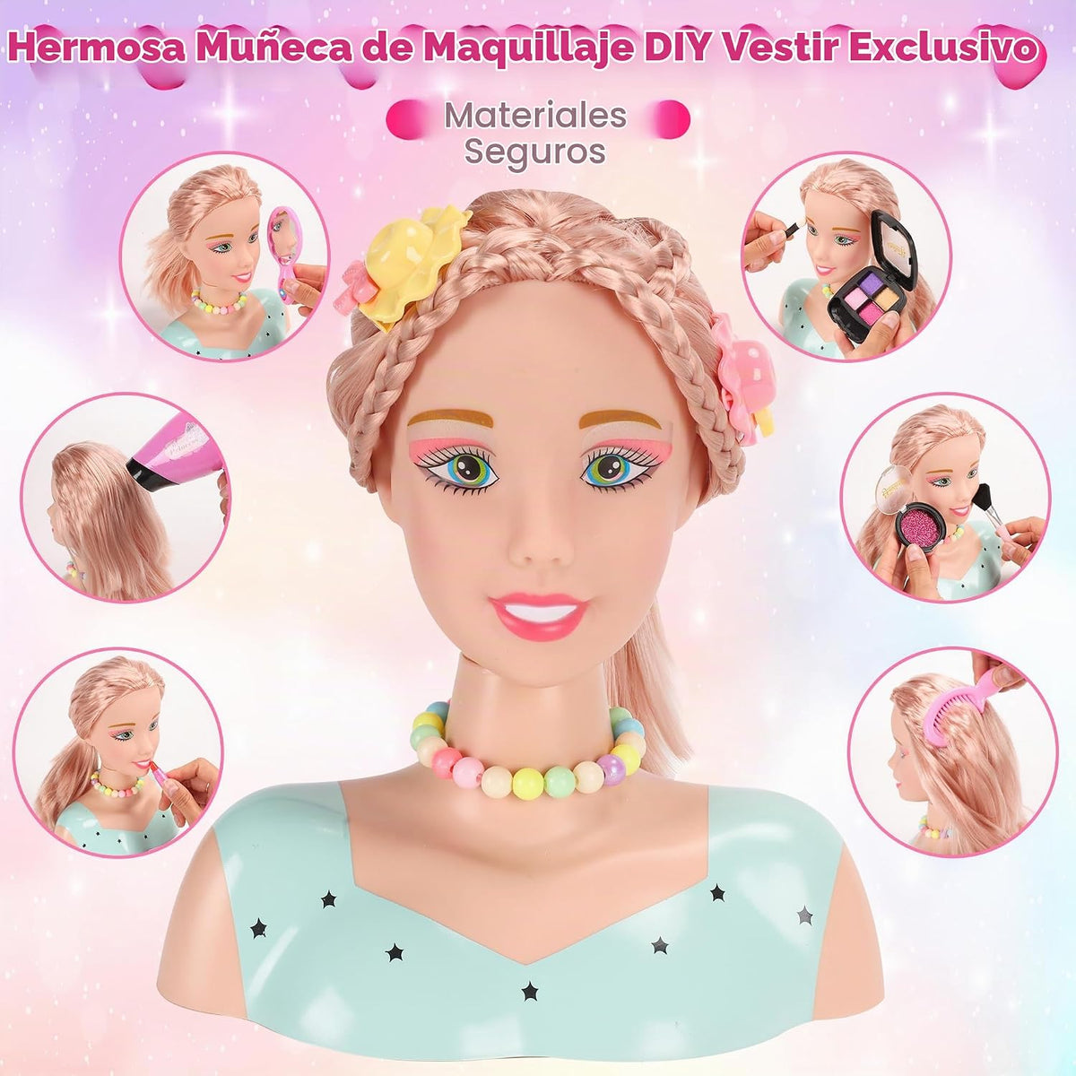 Ylpaprm 41 Piezas Cabeza de Peinado de Lujo Muñeca Cabeza de Peinad...