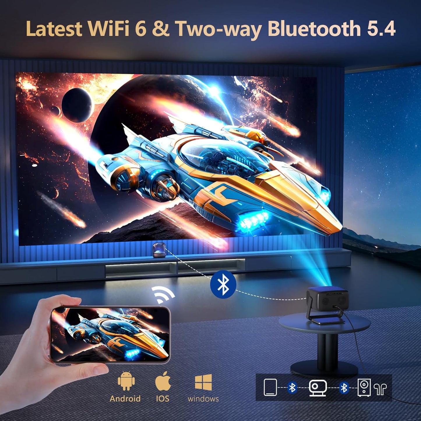 [4500 brillo\/aplicaciones integradas\/audio de 65W] Proyector 4K p...