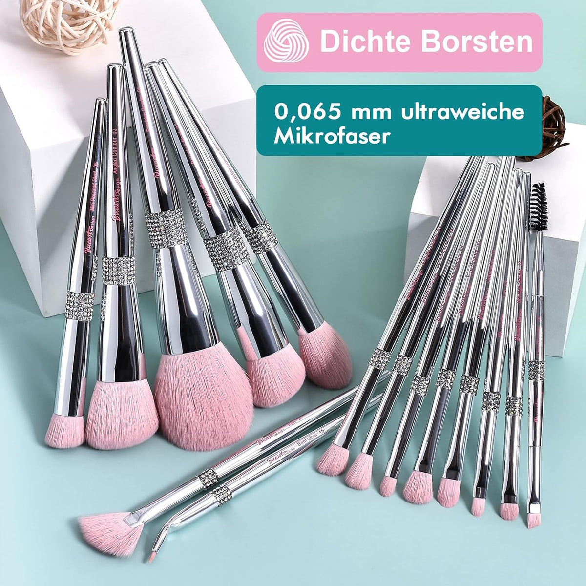 Bueart Design Juego elegante de brochas de maquillaje rosa pálido u...