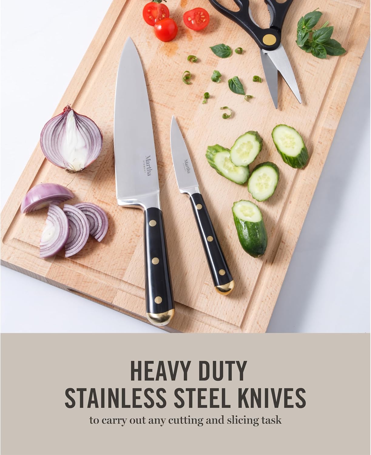 Martha Stewart Juego de 16 cuchillos de cocina de acero inoxidable...