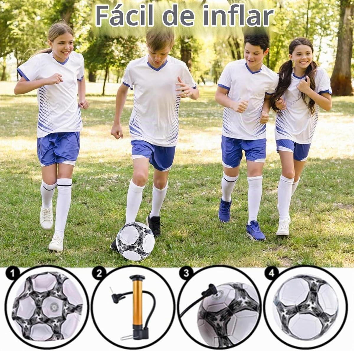 ELKCIP Paquete de 6 pelotas de fútbol clásicas desinfladas tamaño 4...