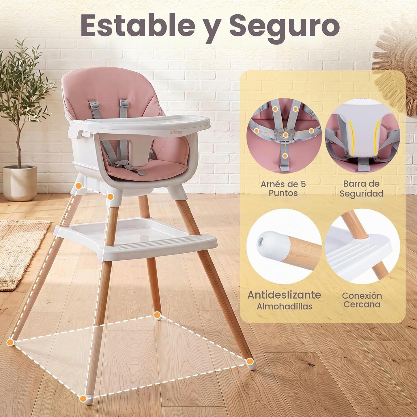 INFANS Silla alta 8 en 1 para bebé, convertible a asiento elevador,...
