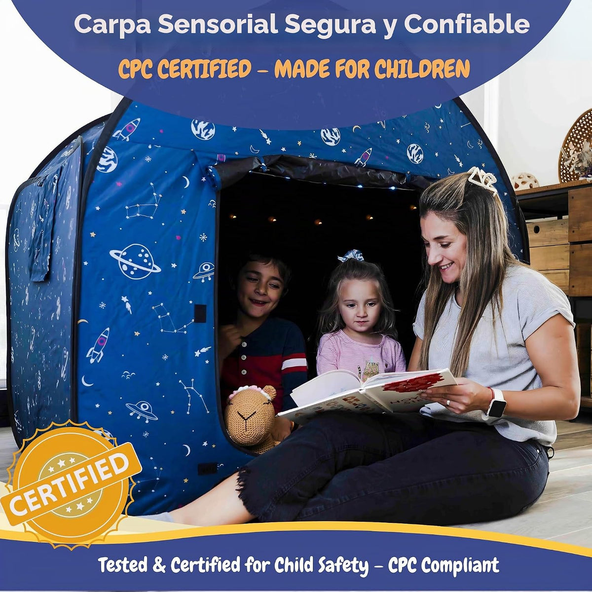 L'ARCHE Tienda sensorial para niños con luces LED y control rem...