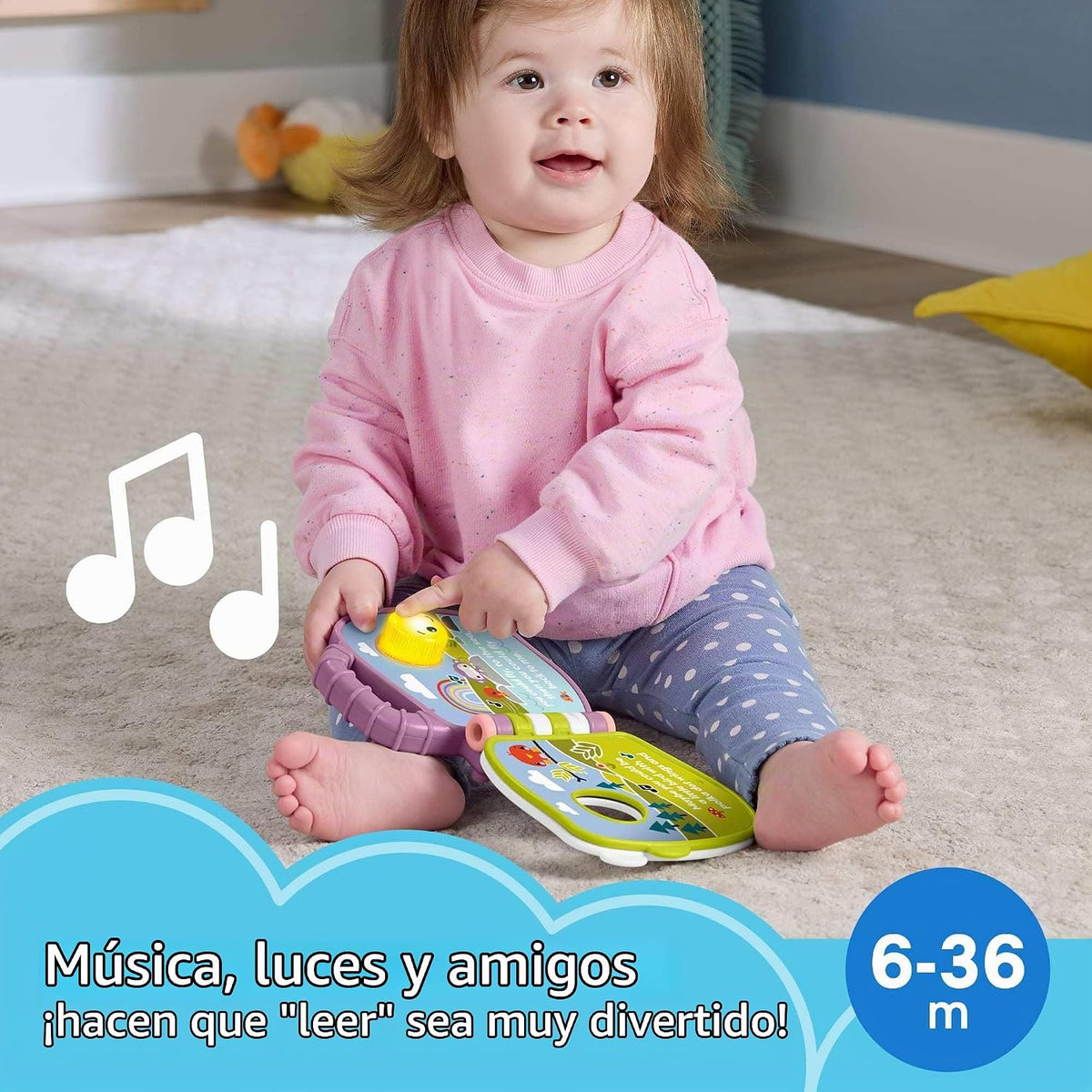 Fisher-Price Libro de cuentos musical Purple Monkey | Juguete para...