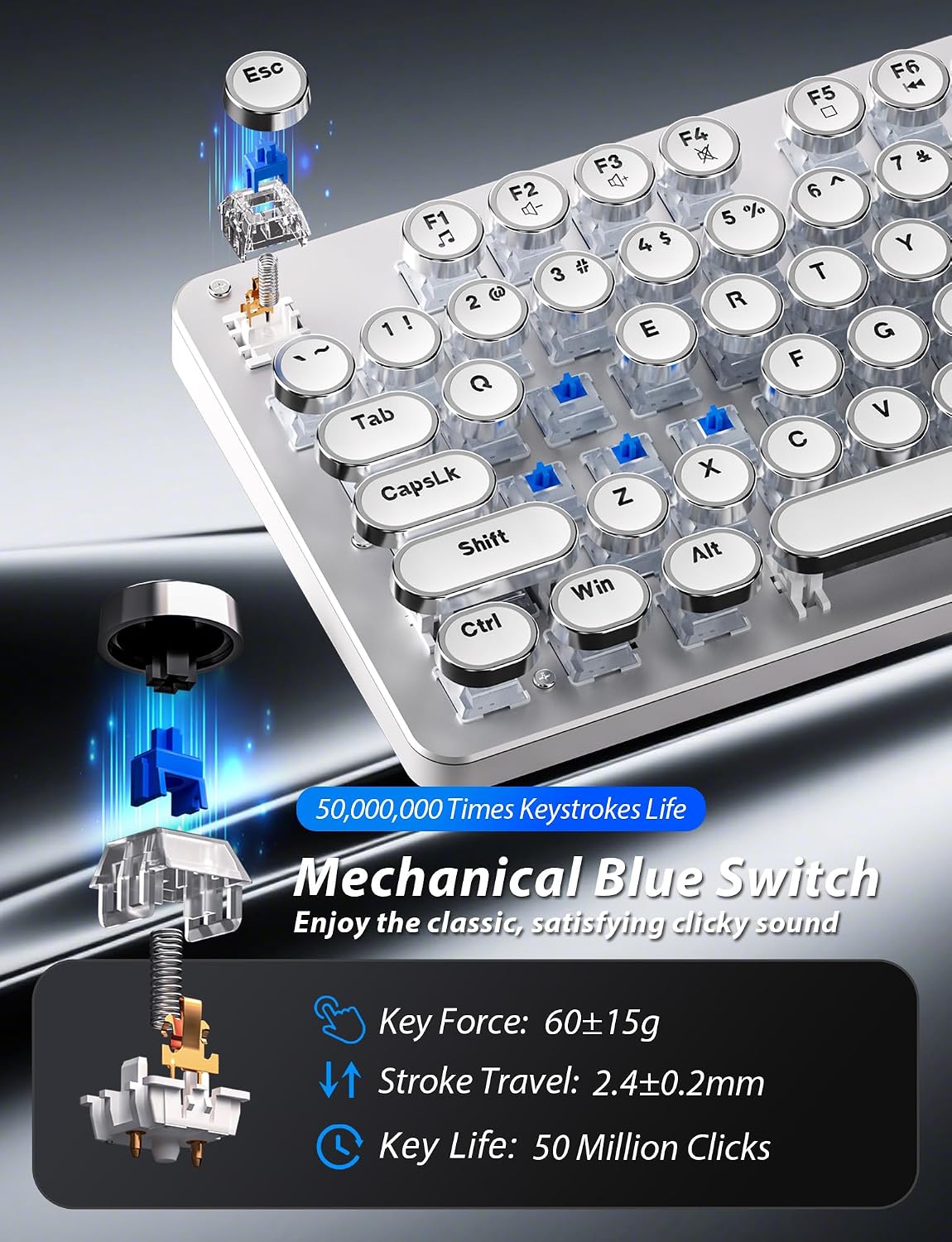Combo de teclado y mouse mecánico estilo máquina de escribir para j...
