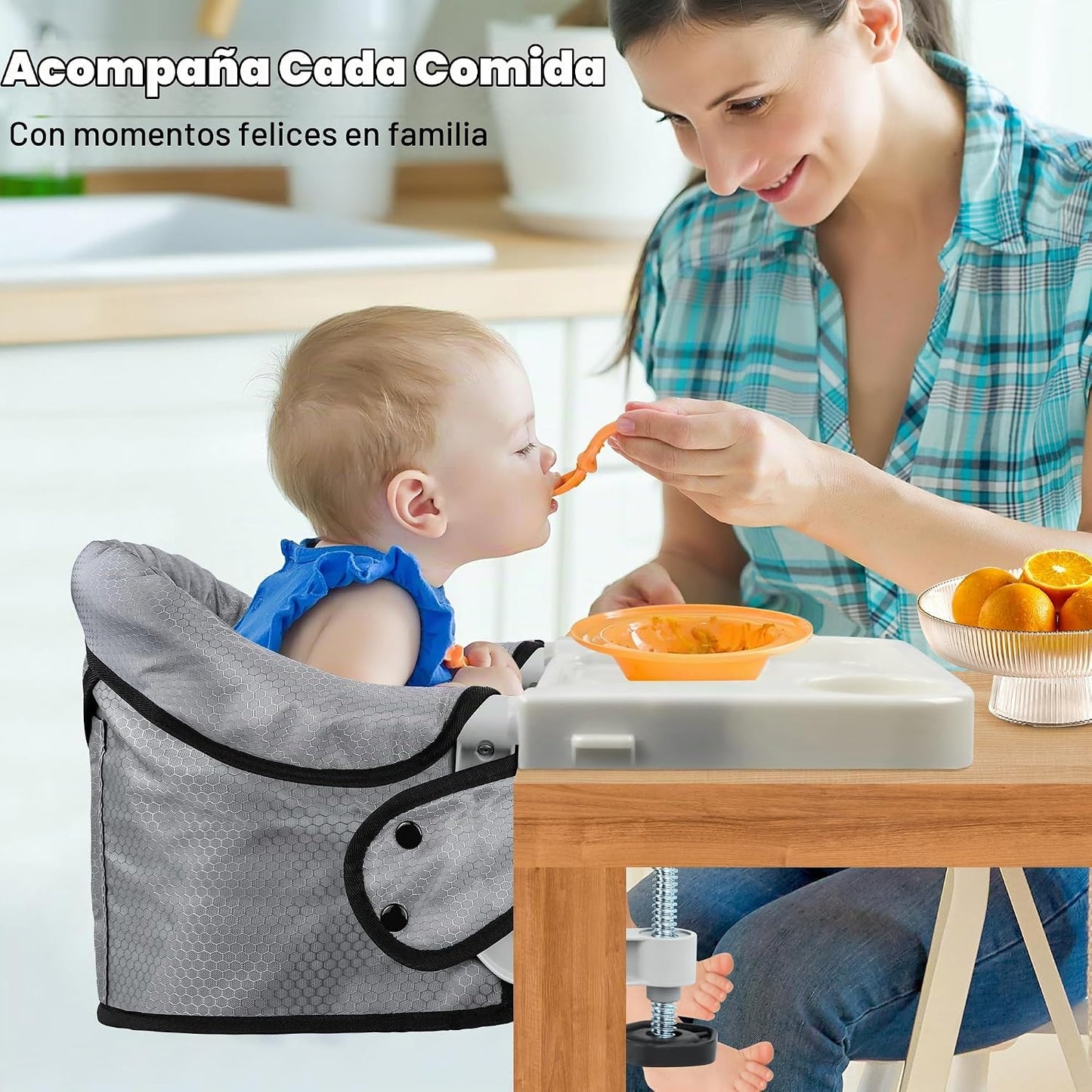 Toogel - Silla alta de gancho con bandeja, asiento plegable con cli...
