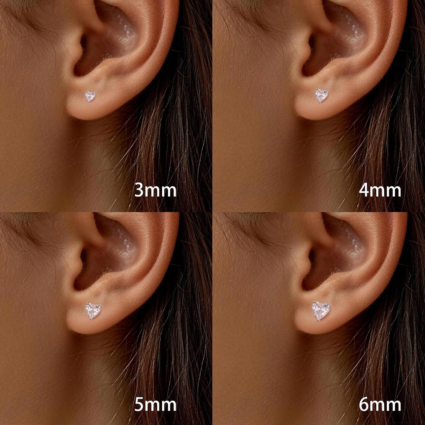 ALEXCRAFT Aretes de tuerca de plata de ley para mujeres y niñas, ci...