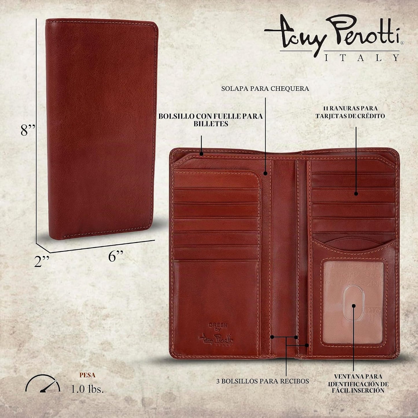 Tony Perotti Billetera para hombre de cuero italiano | Cartera tipo...