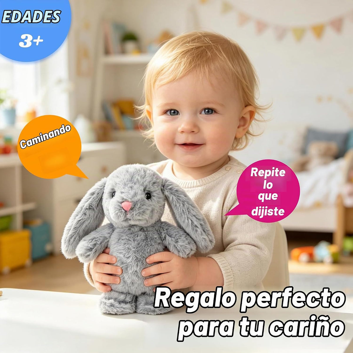 Hopearl Conejito que habla y canta, repite lo que dices, conejo que...