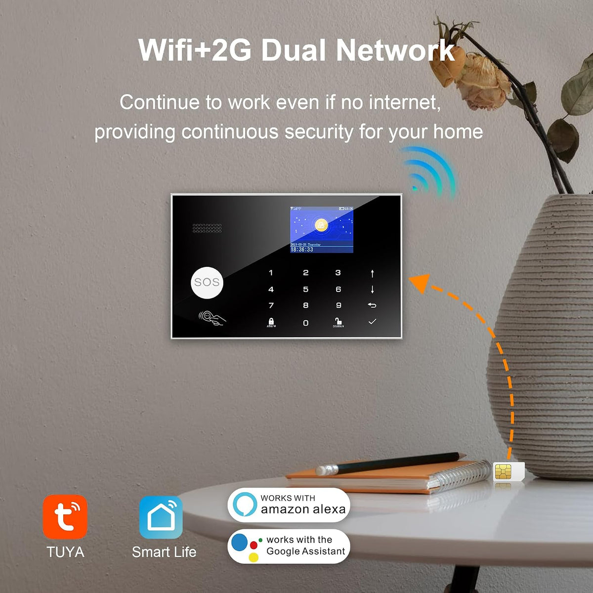 Sistema de seguridad para el hogar con cámara, kit de alarma WiFi +...