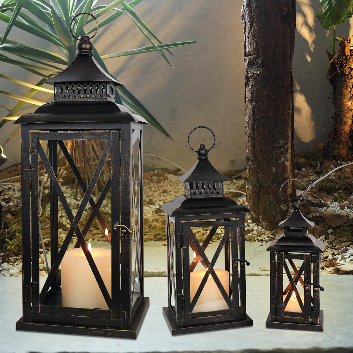 DECORKEY 3 faroles decorativos (20'', 13'' y 9'...