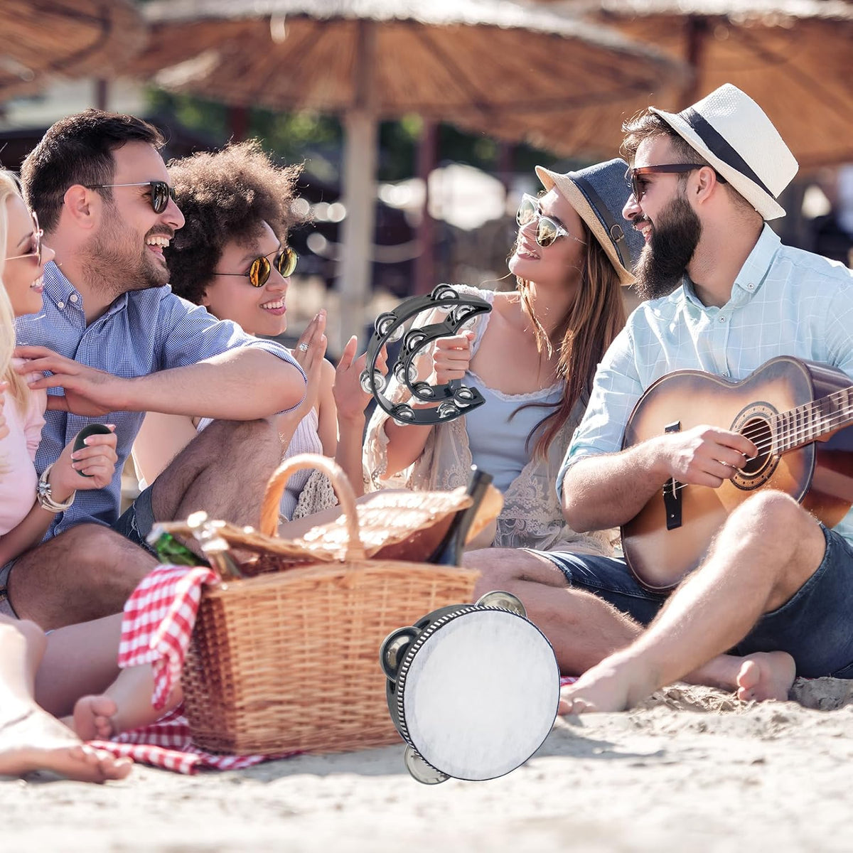 Panderetas para adultos, juego de percusión musical de mano, pander...