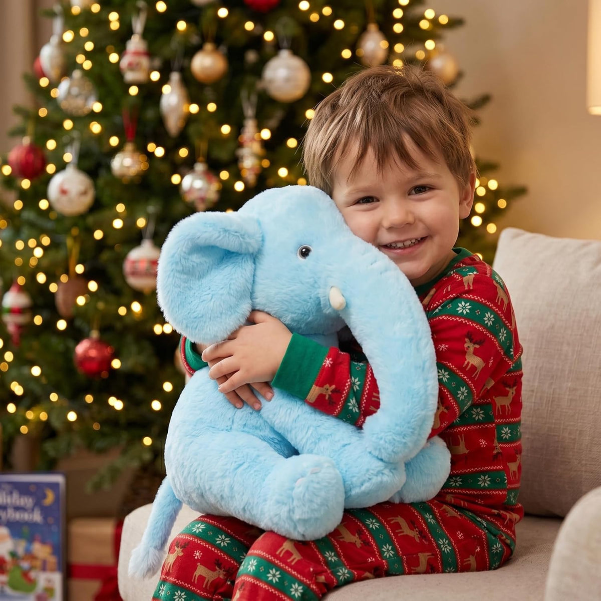 WEIGEDU Elefante de peluche azul de 13" - Juguete de felpa para...