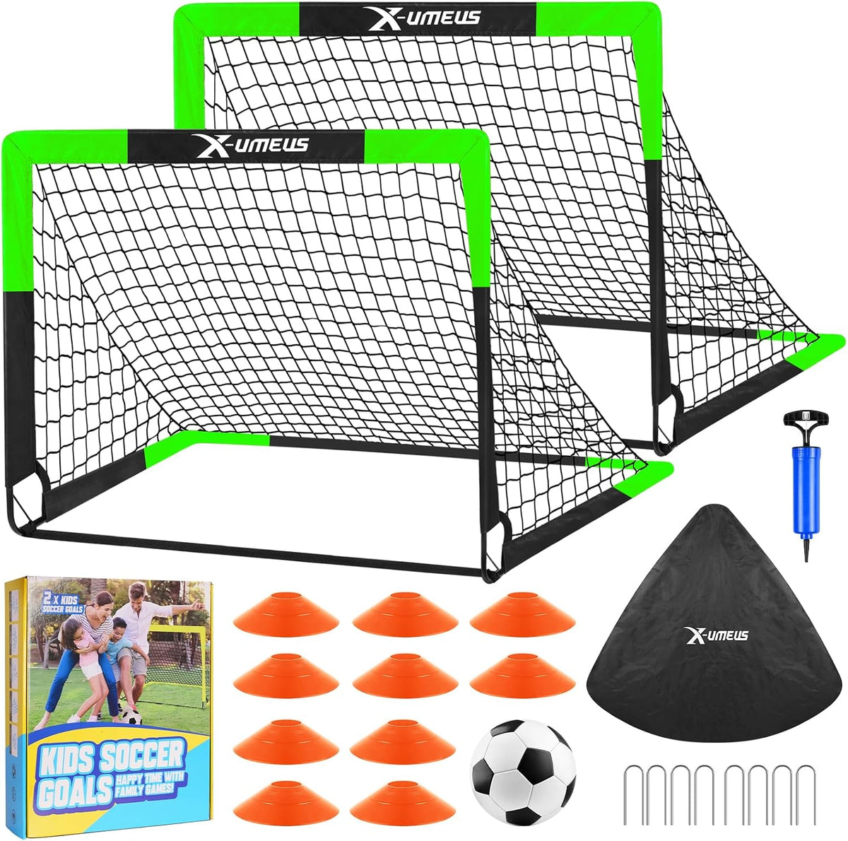 Porterías de fútbol para niños para patio trasero, juego de 2, 4 x...