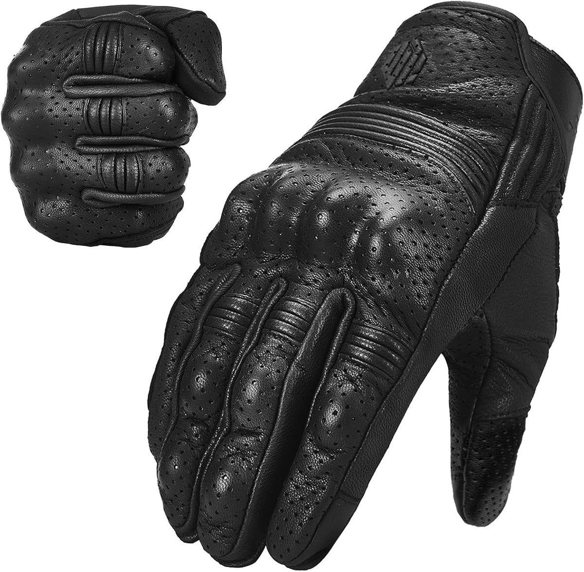ILM Guantes de Cuero de Piel de Cabra para Motocicleta y Moto Depor...