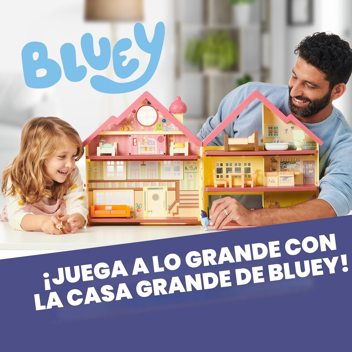 Bluey XL House Playset, luces interactivas, sonidos y pista de bail...